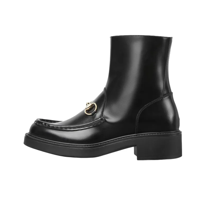 GUCCI Horsebit Ankle Boots Women's Black-0