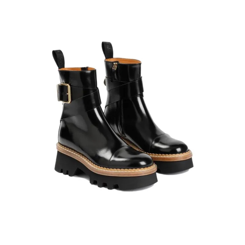 Chloé Owena Leather Ankle Boots-3