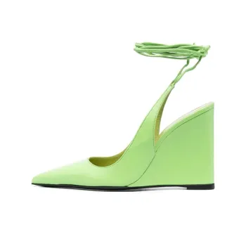 By Far Vaughn Tie Fastening Wedge Pumps
