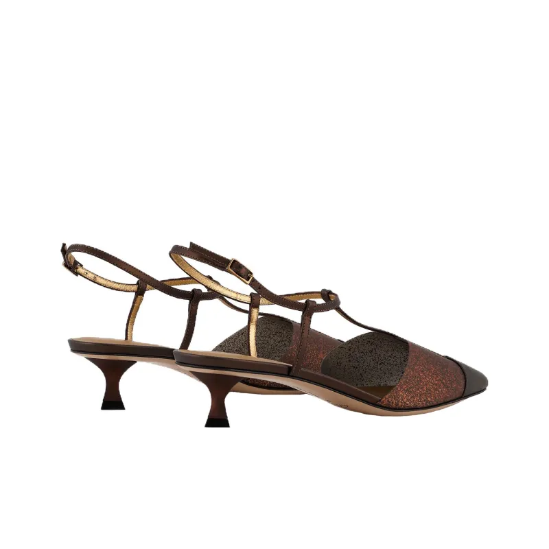 AMANI Flared Heel High Heels Women's Brown-3