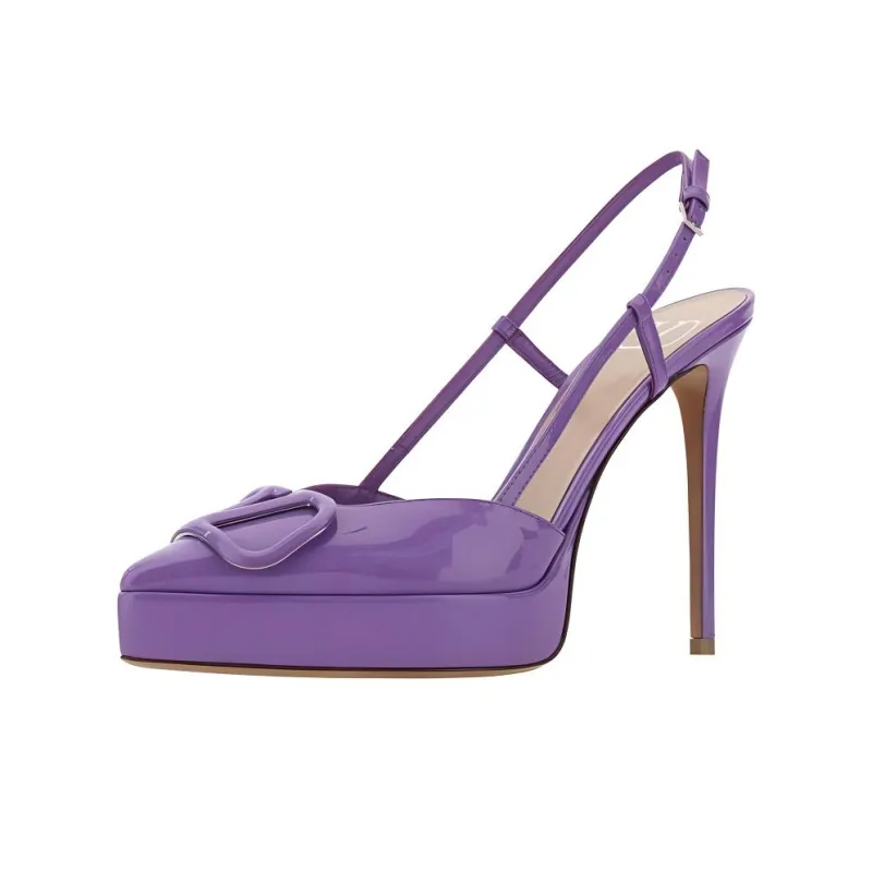 Valentino Slim Heel High Heels Women's Purple-3