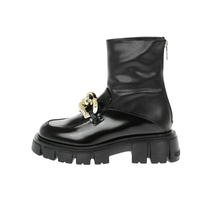 Love MOSCHINO Chain-embellished Leather Boots-0