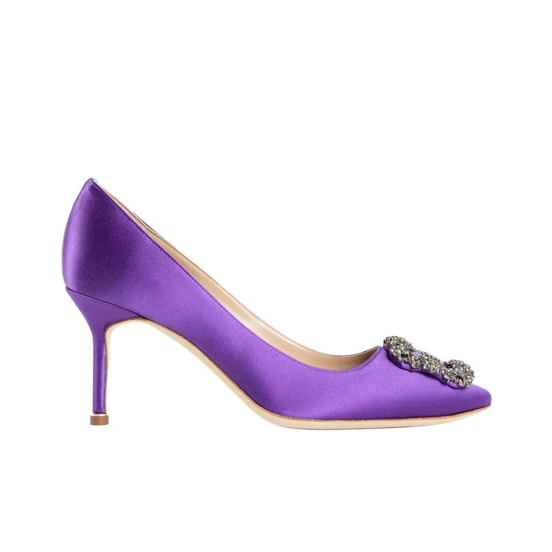 MANOLO BLAHNIK Hangisi Slim Heel High Heels 9cm Women's Purple-1