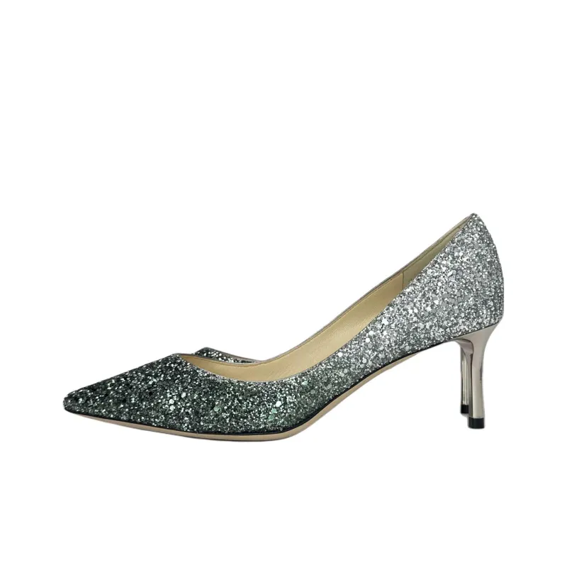 Jimmy Choo Slim Heel High Heels Women's Silver Green-2