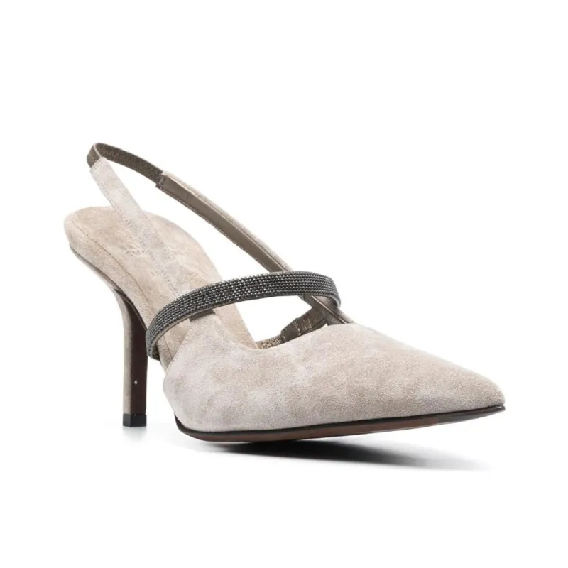 Brunello Cucinelli Pointed Toe Slingback Pumps-2