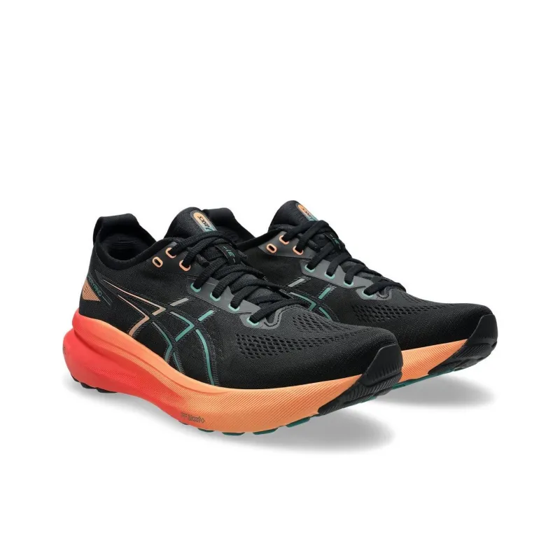 Asics Gel Kayano 31 Cushioned Abrasion Resistant Slip Resistant Low Top Running Shoes Men's Black Orange-3