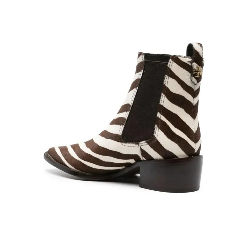 TORY BURCH Zebra-print Leather Boots-4