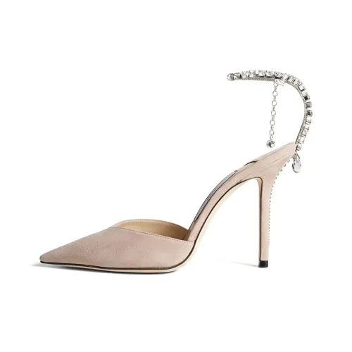 Jimmy Choo Saeda 100mm Pump Crystal Embellished Ballet Pink Suede