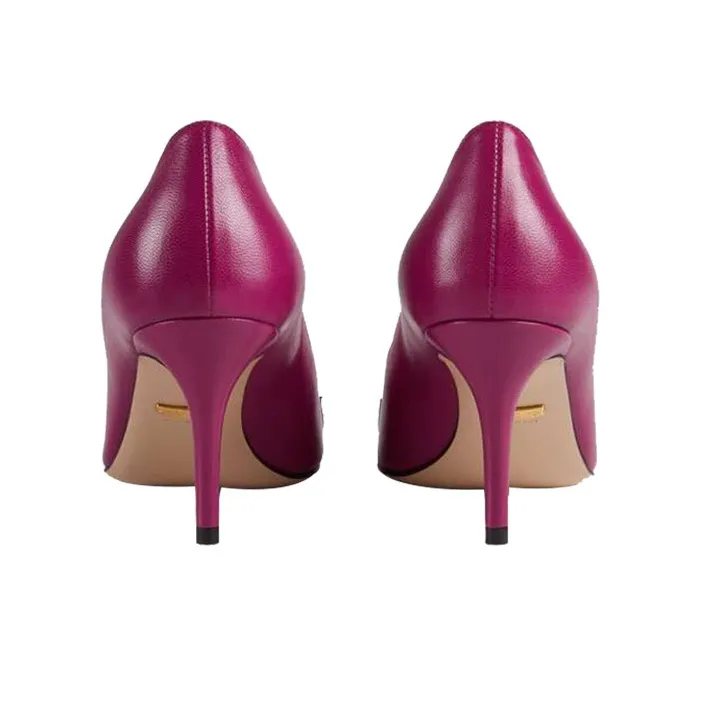 GUCCI Zumi Slim Heel High Heels 7.5cm Women's Fuchsia-4