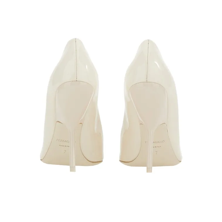 FERRAGAMO Slim Heel High Heels 10.5cm Women's White-4
