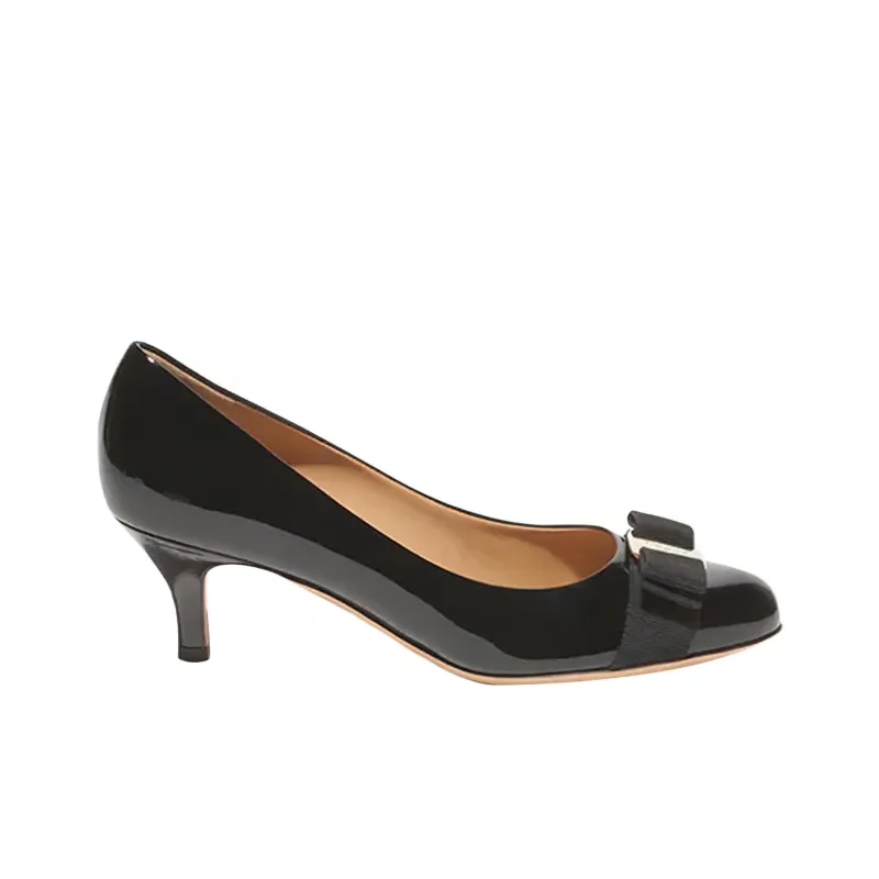 FERRAGAMO Carla Cone Heel High Heels Women's Black-1