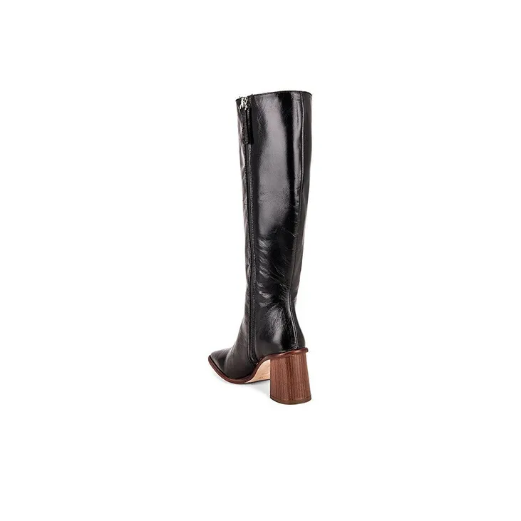 ALOHAS Knee-high Boots Women's Black Brown-4