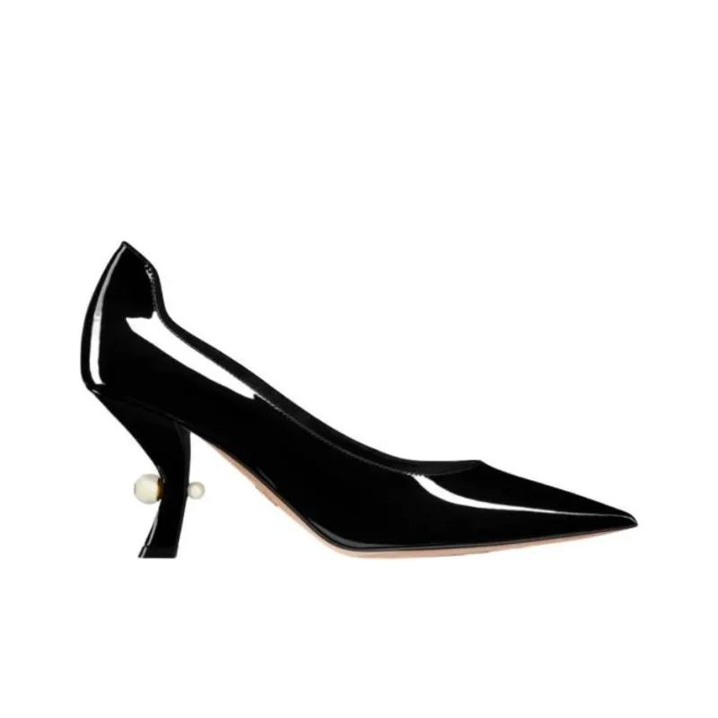 DIOR Tribales Irregular Heel High Heels 8cm Women's Black-1