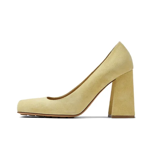 Bottega Veneta Pump Tower Suede Leather Light Yellow Women's