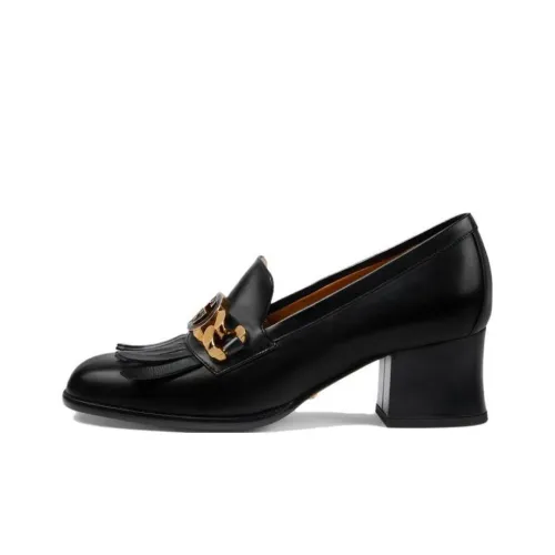 GUCCI Interlocking Chunky Heel High Heels 5.5cm Women's Black