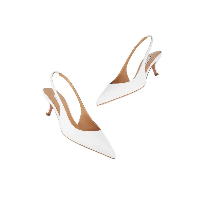 AQUAZZURA Purist Sling Slim Heel High Heels 5cm Women's White-3