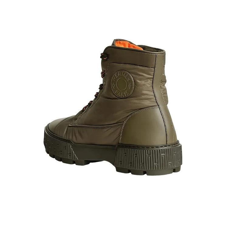 HERMES Fresh Short Ankle Boots Men's Green-3