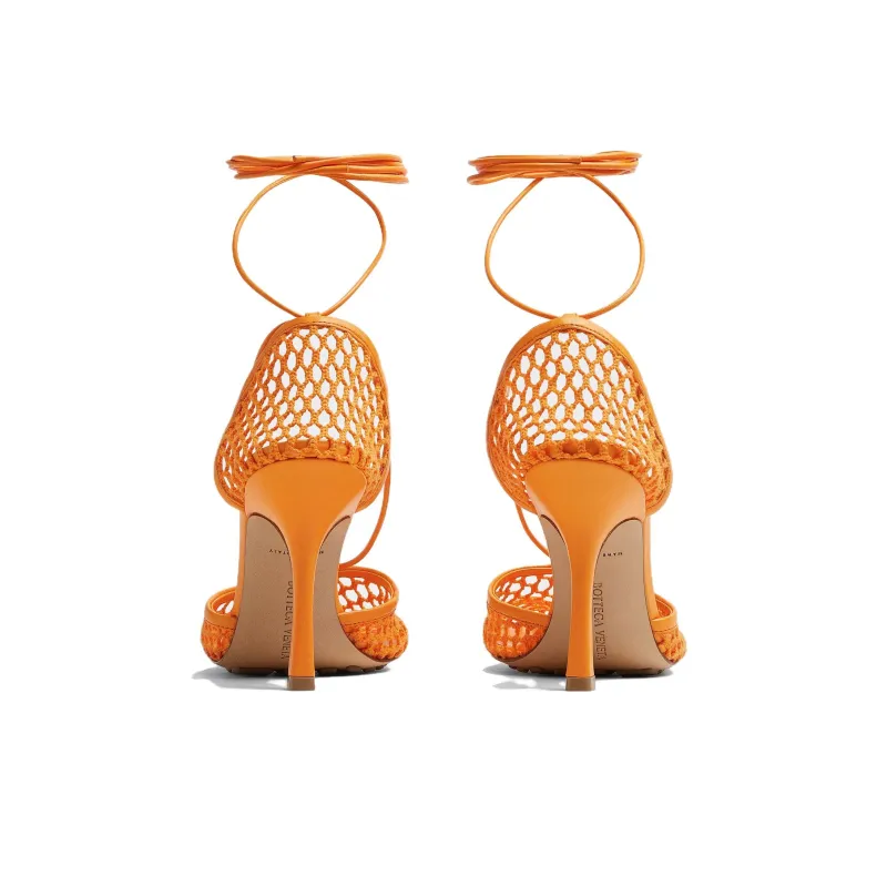 Bottega Veneta Squared Toe Lace Up Sandals Women's-4