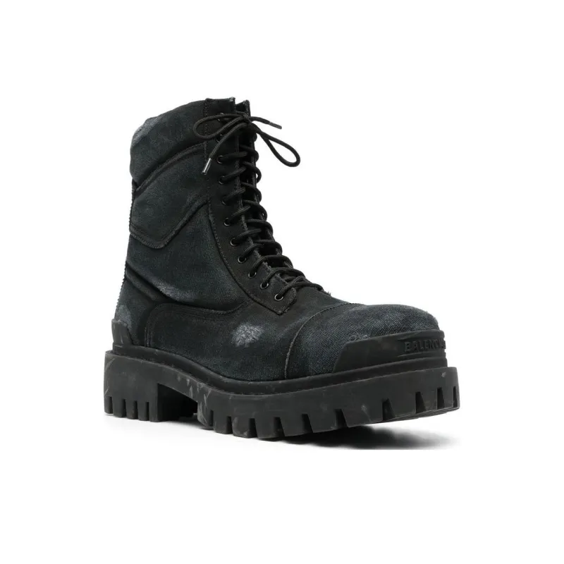 Balenciaga Combat Strike Boots 'Washed Black Cotton'-2