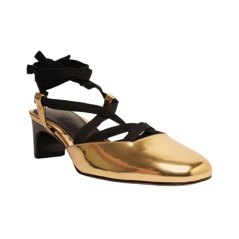 Schutz Amarie Chunky Heel High Heels 5cm Women's Gold-2