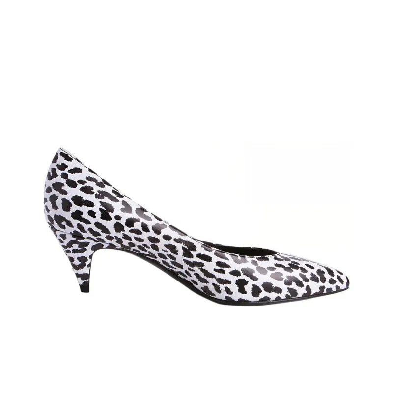 SAINT LAURENT Slim Heel High Heels Women's White Black-1