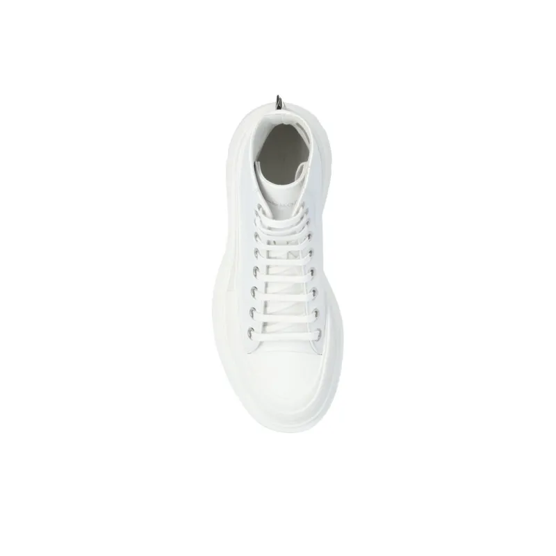 Alexander McQueen Studded Tread Slick Boot White Silver Women's-3