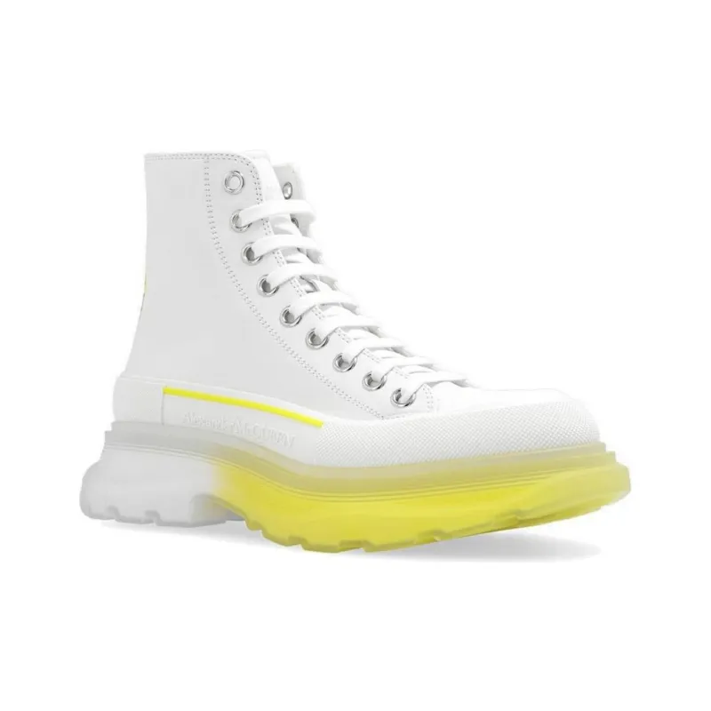 Alexander McQueen Tread Slick Lace Up Boot Leather White Lichen Yellow Gradient Women's-2
