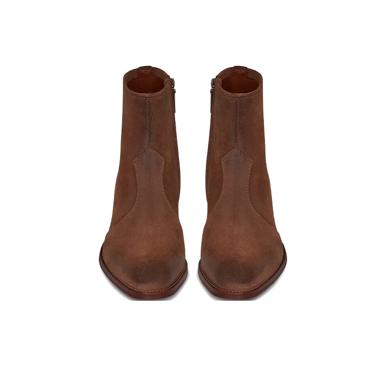 SAINT LAURENT Wyatt Ankle Boots Men Vintage Brown-3