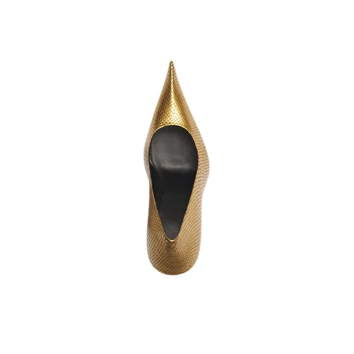Balenciaga Knife High Heels Women's Gold-4