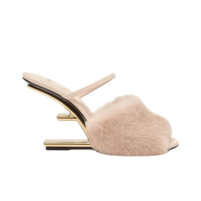 FENDI First Irregular Heel High Heels 9.5cm Women's Pink-1