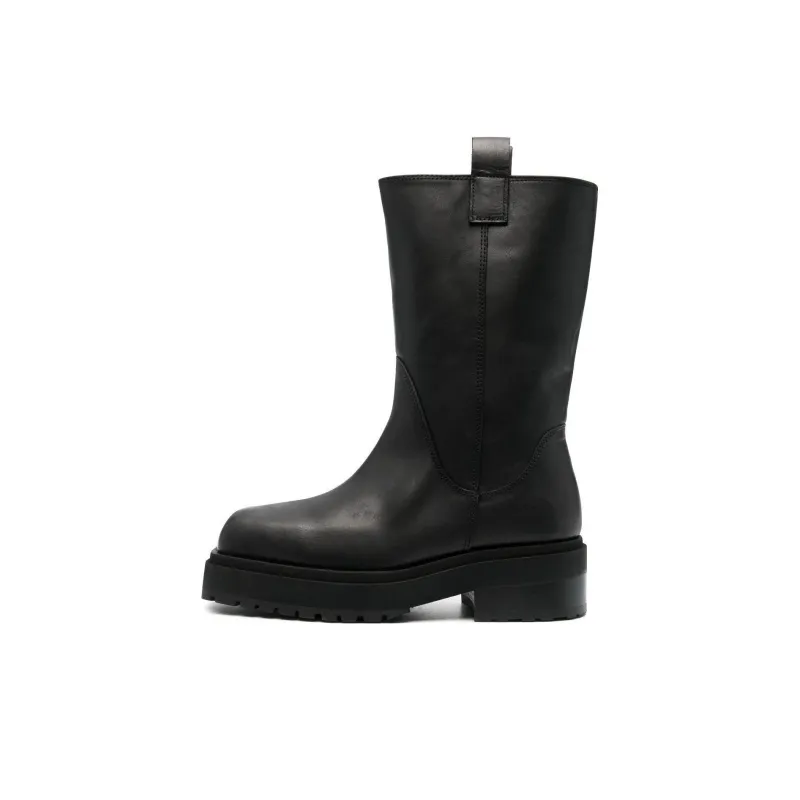 ECKHAUS LATTA Leather Stacked Boots Women's-0