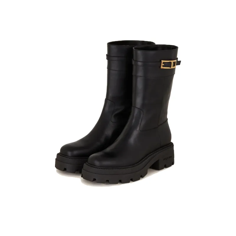 SERGIO ROSSI Nora Buckle Detailed Round Toe Boots Women's-4
