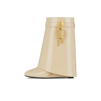 GIVENCHY Shark Lock Knee-high Boots 9cm Women's Linen Gold