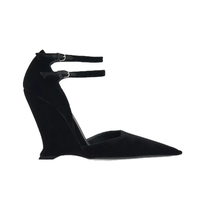 FERRAGAMO Wedge Heel High Heels 10.5cm Women's Black-1