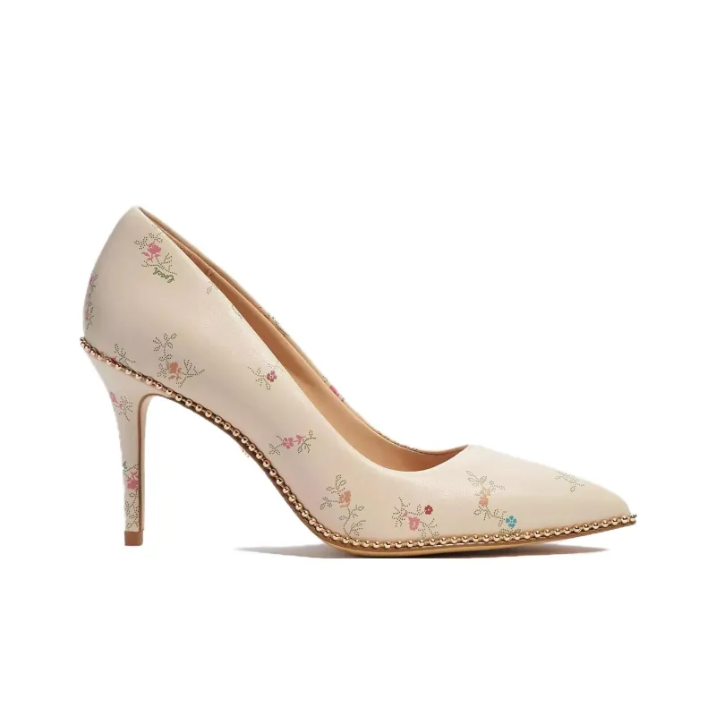 COACH Slim Heel High Heels Women's Beige-1