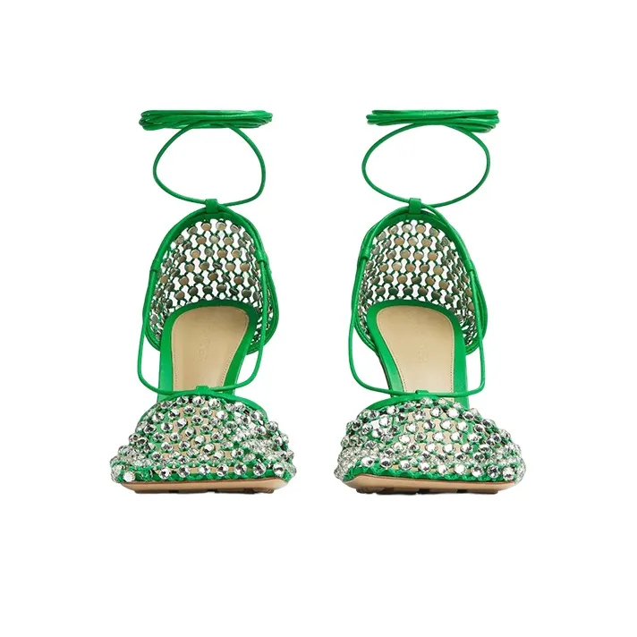 Bottega Veneta Stretch Slim Heel High Heels 9cn Women's Green-2