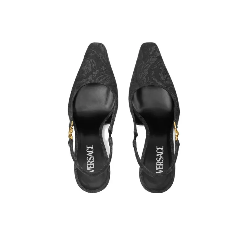 FANSIZHE Barocco MEDUSA '95 Slim Heel High Heels 8.5cm Women's Black-4