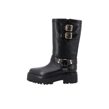 CELINE Engraved Logo Buckled Boots Women's