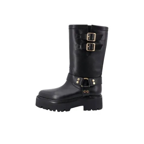 CELINE Engraved Logo Buckled Boots Women's