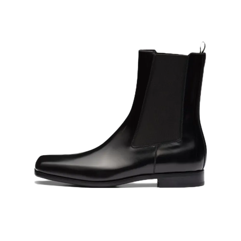 PRADA Short Chelsea Shoes Men's Black-0
