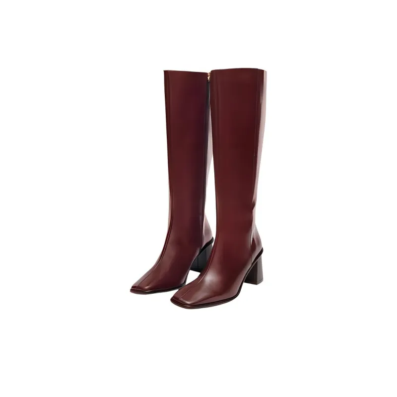 ALOHAS East Knee-high Boots 7cm Women's Red-2