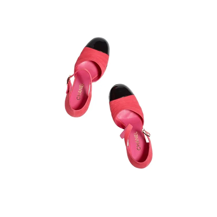 CHANEL Chunky Heel High Heels 11cm Women's Dark Pink-3
