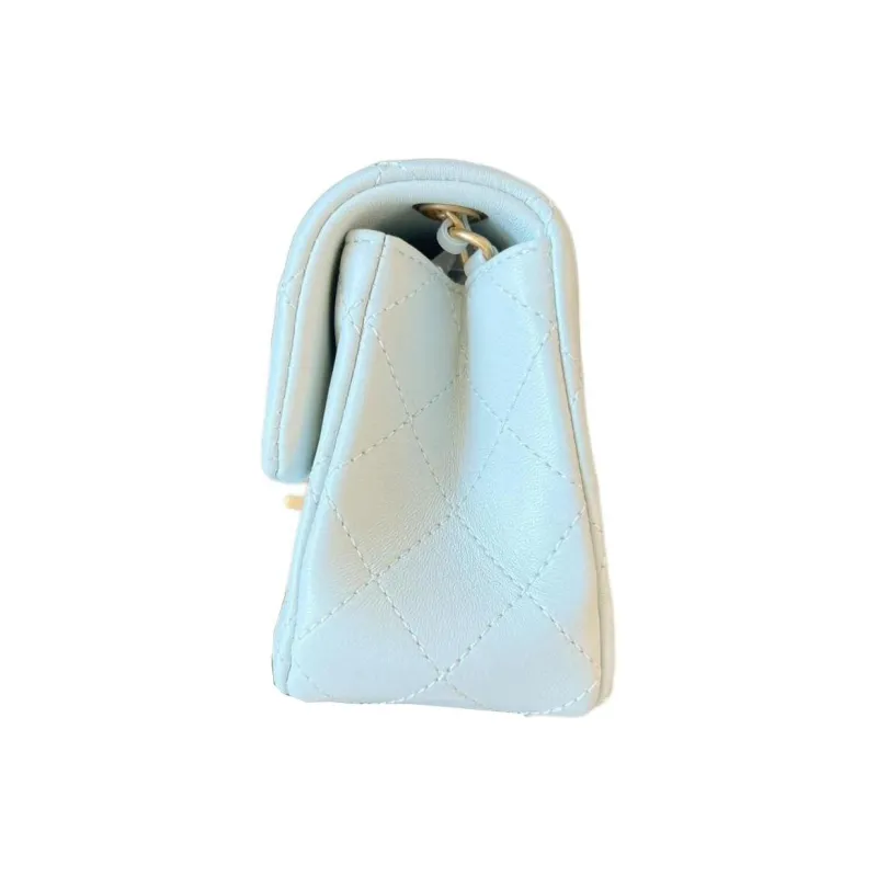 CHANEL Classic Flap CF Sheepskin Crossbody Bag, Shoulder Bag Mini Women's Light Blue-1