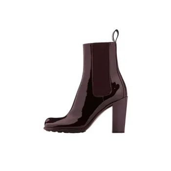 Bottega Veneta Patent Leather Ankle Boot Brown Women's
