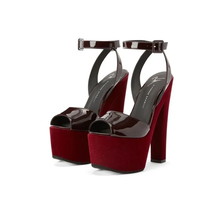 Giuseppe Zanotti/GZ Tarifa Cone Heel Strap Sandals Women's Burgundy-2