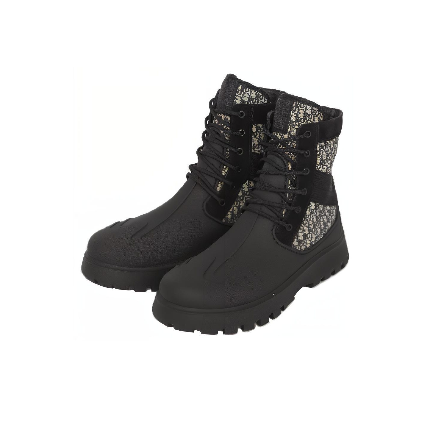 DIOR Garden Lace Up Ankle Boots Black Rubber - POIZON