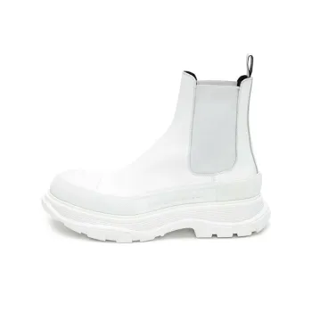 Alexander McQueen Tread Slick Chelsea Boot Leather Triple White Women's