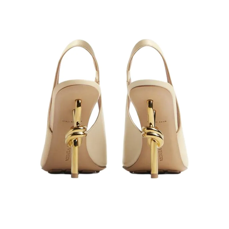 Bottega Veneta KNOT Irregular Heel High Heels 9cm Women's Ecru-3