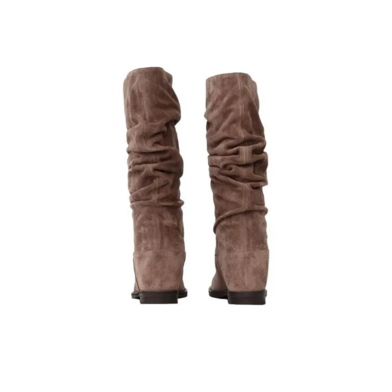 Via Roma 15 Pleated Knee high Boots Women's Brown-3