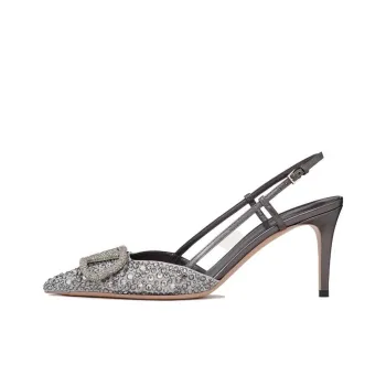 Valentino VLogo Signature Slim Heel High Heels 8cm Women's Gray